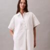 Vestido camisero mini de sarga de algodón