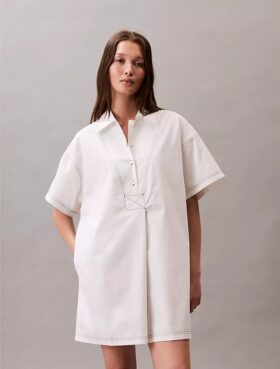 Vestido camisero mini de sarga de algodón