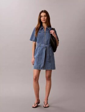 Vestido camisero vaquero con cinturón