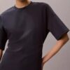 Vestido camiseta de punto interlock con ribete y logotipo Vestido camiseta de punto interlock con ribete y logotipo