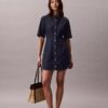 Vestido de denim de manga corta
