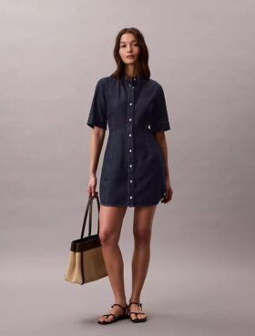 Vestido de denim de manga corta