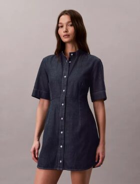 Vestido de denim de manga corta
