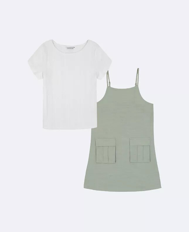 Vestido de dos piezas con camiseta sin mangas para niñas Vestido de dos piezas con camiseta sin mangas para niñas