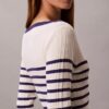 Vestido de manga larga a rayas con canalé Vestido de manga larga a rayas con canalé