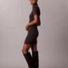 Vestido de punto acanalado de mezcla de lana merino y lurex
