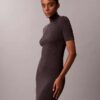 Vestido de punto acanalado de mezcla de lana merino y lurex