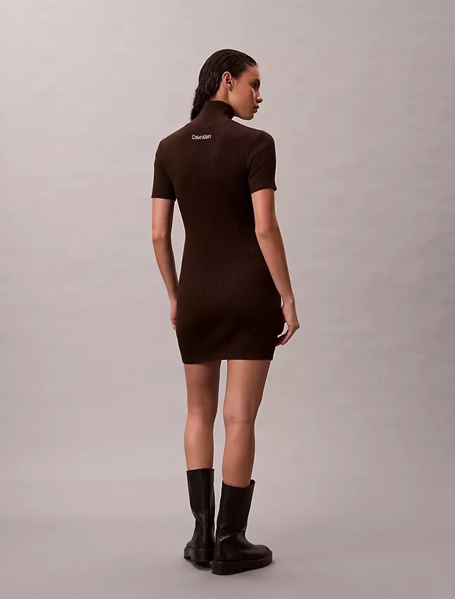 Vestido de punto acanalado de mezcla de lana merino y lurex Vestido de punto acanalado de mezcla de lana merino y lurex