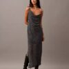 Vestido largo asimétrico de gasa estampada