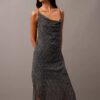 Vestido largo asimétrico de gasa estampada