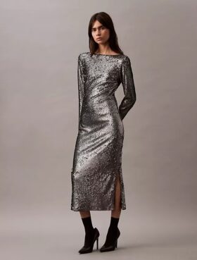 Vestido midi con lentejuelas