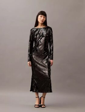 Vestido midi con lentejuelas