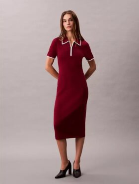 Vestido midi con ribetes en bloques de color