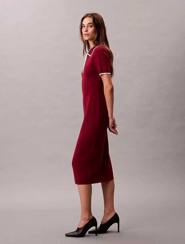 Vestido midi con ribetes en bloques de color Vestido midi con ribetes en bloques de color