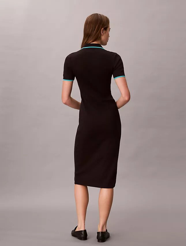Vestido midi con ribetes en bloques de color Vestido midi con ribetes en bloques de color