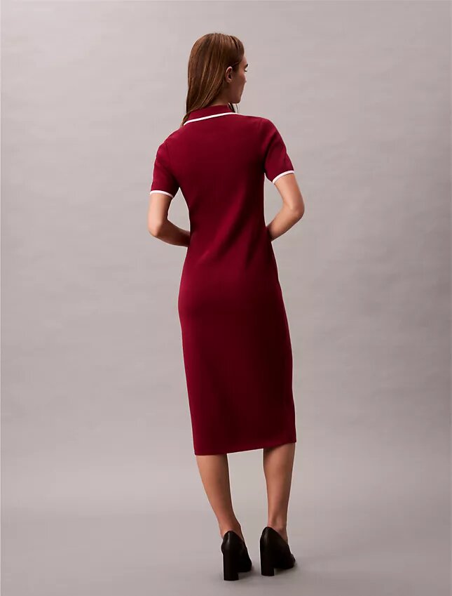 Vestido midi con ribetes en bloques de color Vestido midi con ribetes en bloques de color