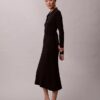 Vestido midi de algodón liso acanalado Vestido midi de algodón liso acanalado