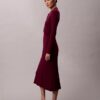 Vestido midi de algodón liso acanalado Vestido midi de algodón liso acanalado