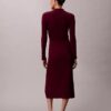 Vestido midi de algodón liso acanalado Vestido midi de algodón liso acanalado