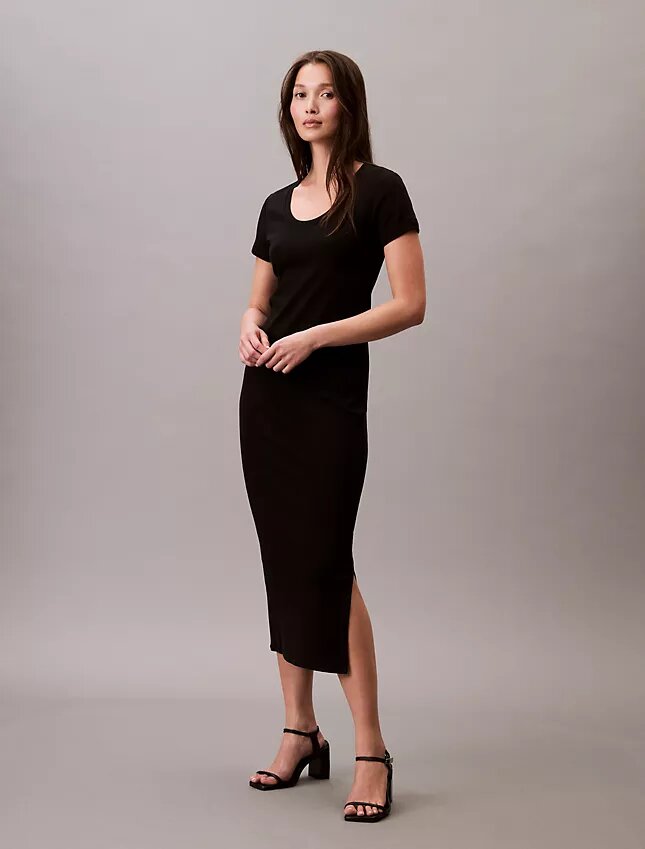 Vestido midi de algodón refinado Vestido midi de algodón refinado