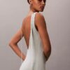 Vestido midi de mezcla de lino con cuello redondo Vestido midi de mezcla de lino con cuello redondo