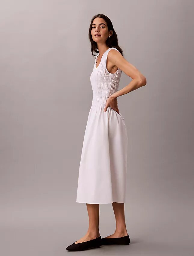 Vestido midi de popelín de algodón Vestido midi de popelín de algodón