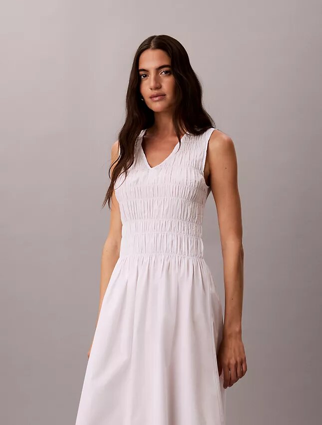 Vestido midi de popelín de algodón Vestido midi de popelín de algodón