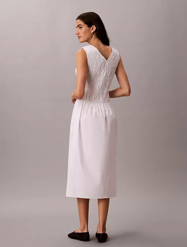 Vestido midi de popelín de algodón Vestido midi de popelín de algodón