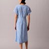 Vestido midi de popelín de algodón a rayas