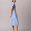 Vestido midi de popelín de algodón a rayas