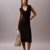 Vestido midi de punto sin mangas Vestido midi de punto sin mangas