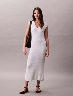 Vestido midi de punto sin mangas