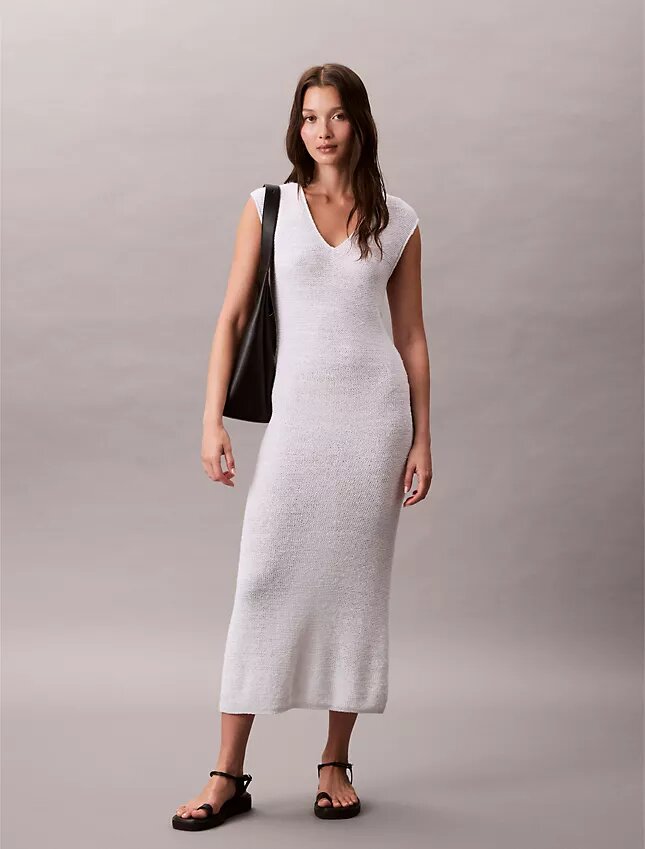 Vestido midi de punto sin mangas Vestido midi de punto sin mangas