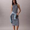 Vestido midi de rayas acanaladas Monologo Vestido midi de rayas acanaladas Monologo