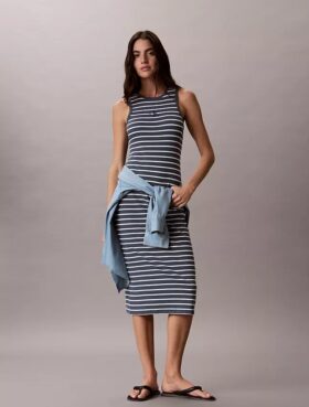 Vestido midi de rayas acanaladas Monologo