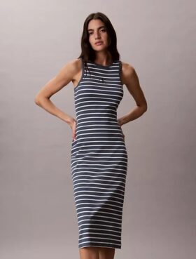 Vestido midi de rayas acanaladas Monologo