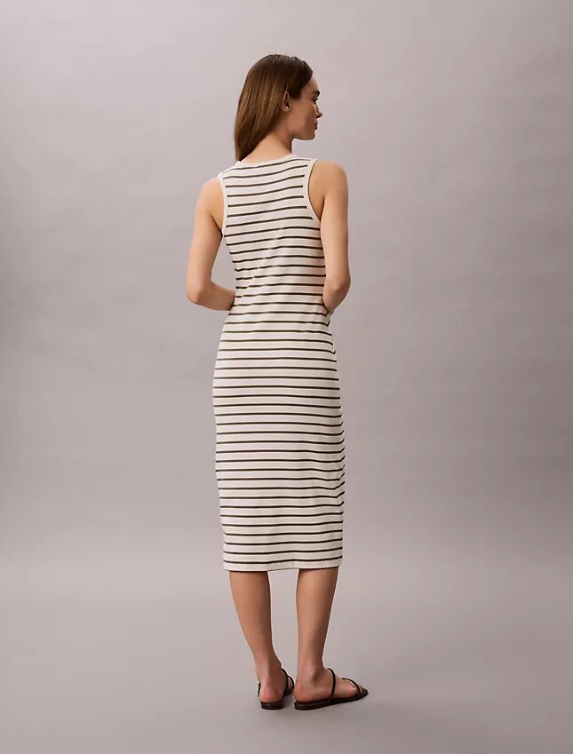 Vestido midi de rayas acanaladas Monologo Vestido midi de rayas acanaladas Monologo