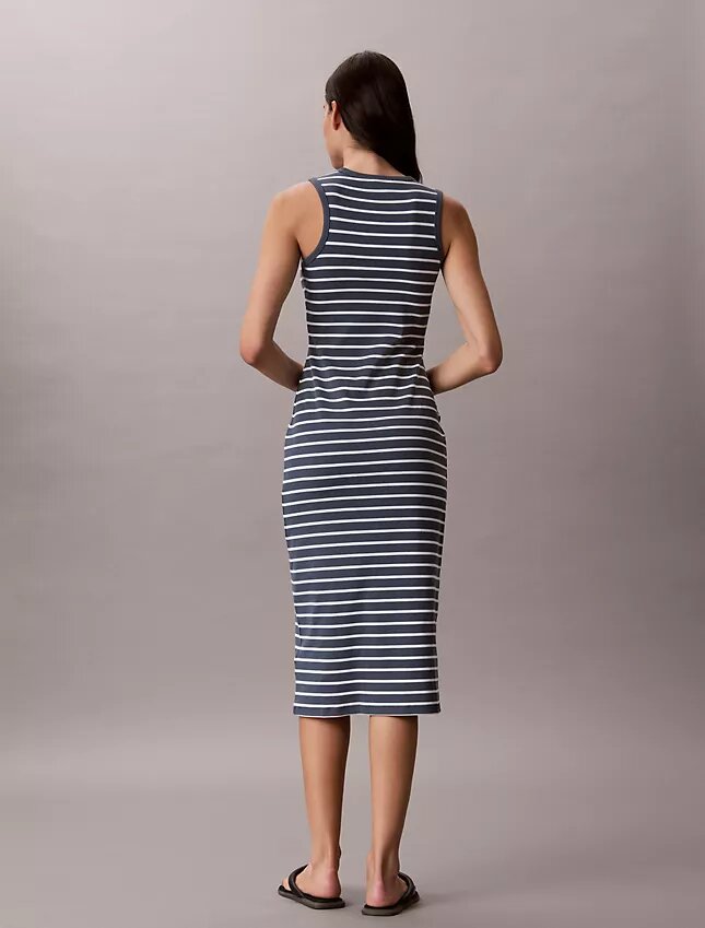 Vestido midi de rayas acanaladas Monologo Vestido midi de rayas acanaladas Monologo