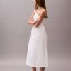 Vestido midi de sarga de algodón con cuello halter Vestido midi de sarga de algodón con cuello halter
