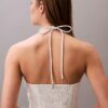 Vestido midi de sarga de algodón con cuello halter Vestido midi de sarga de algodón con cuello halter