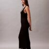 Vestido midi de viscosa acanalada Vestido midi de viscosa acanalada