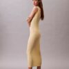 Vestido midi de viscosa acanalada Vestido midi de viscosa acanalada