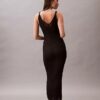 Vestido midi de viscosa acanalada Vestido midi de viscosa acanalada