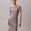 Vestido midi liso elástico Vestido midi liso elástico