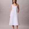Vestido midi sin mangas de popelín de algodón