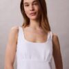 Vestido midi sin mangas de popelín de algodón