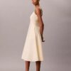 Vestido midi sin mangas de popelín de algodón