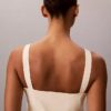 Vestido midi sin mangas de popelín de algodón
