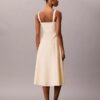 Vestido midi sin mangas de popelín de algodón