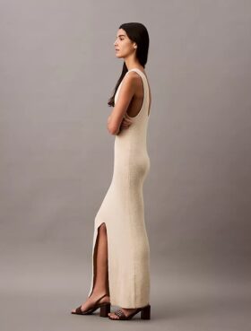 Vestido midi sin mangas de punto bouclé